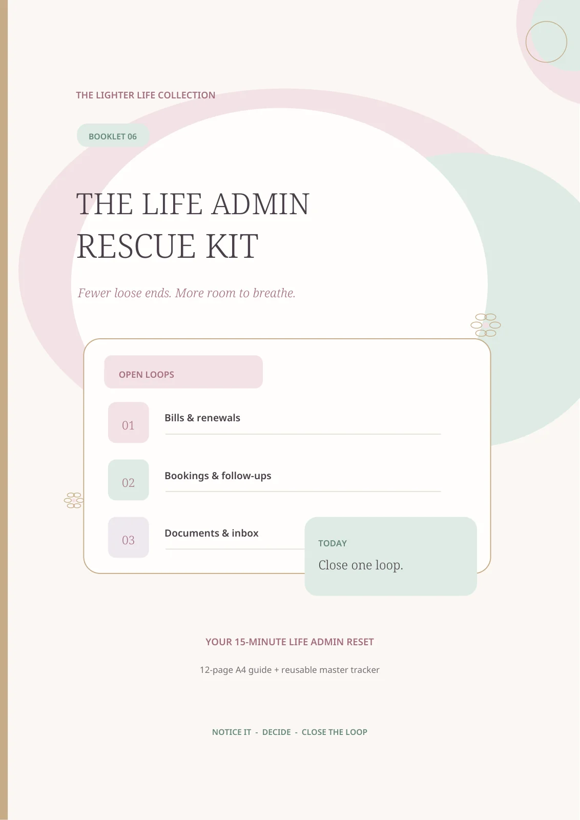 Actual cover of The Life Admin Rescue Kit, an A4 printable workbook
