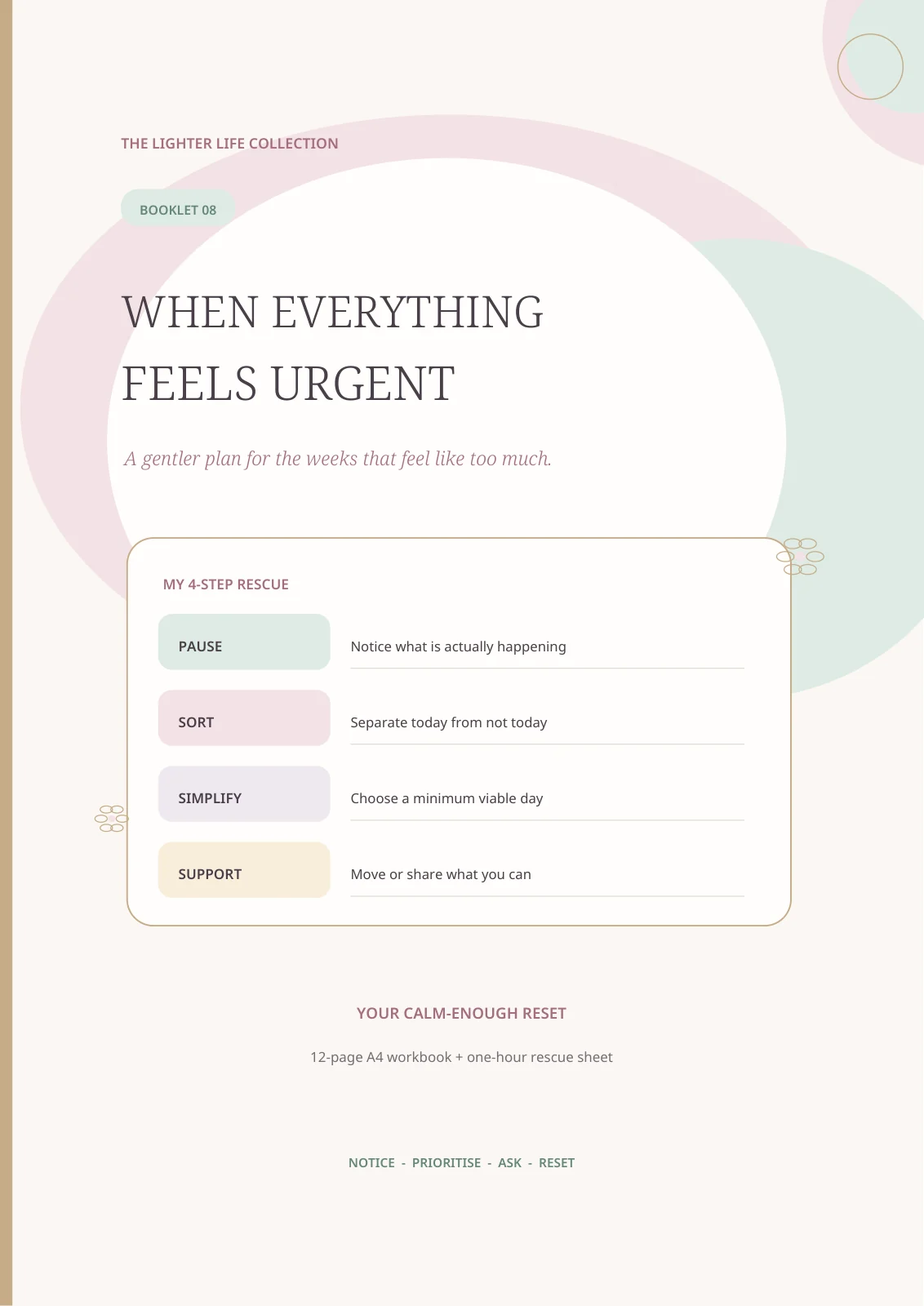 Actual cover of When Everything Feels Urgent, an A4 printable workbook